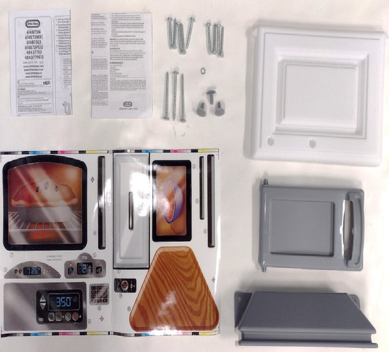 Hardware Pack: Cabinet Door, Microwave Door, Range Hood, Screws, Washer, Fastener, Instruction sheet, Decal Sheet