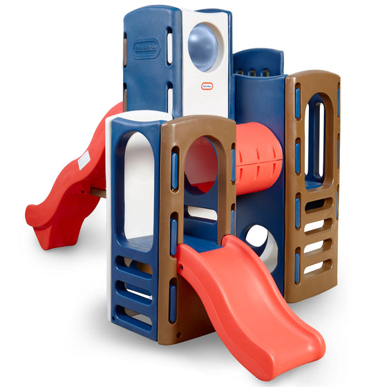This extra-large playground gym provides unlimited outdoor, active play of climbing, sliding and crawling.