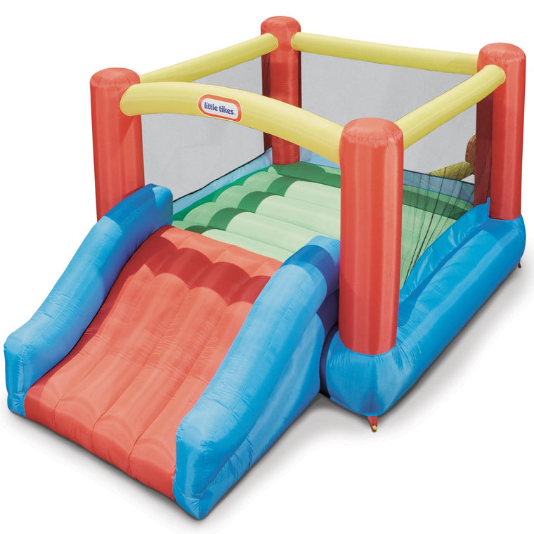 A large bounce house with slide